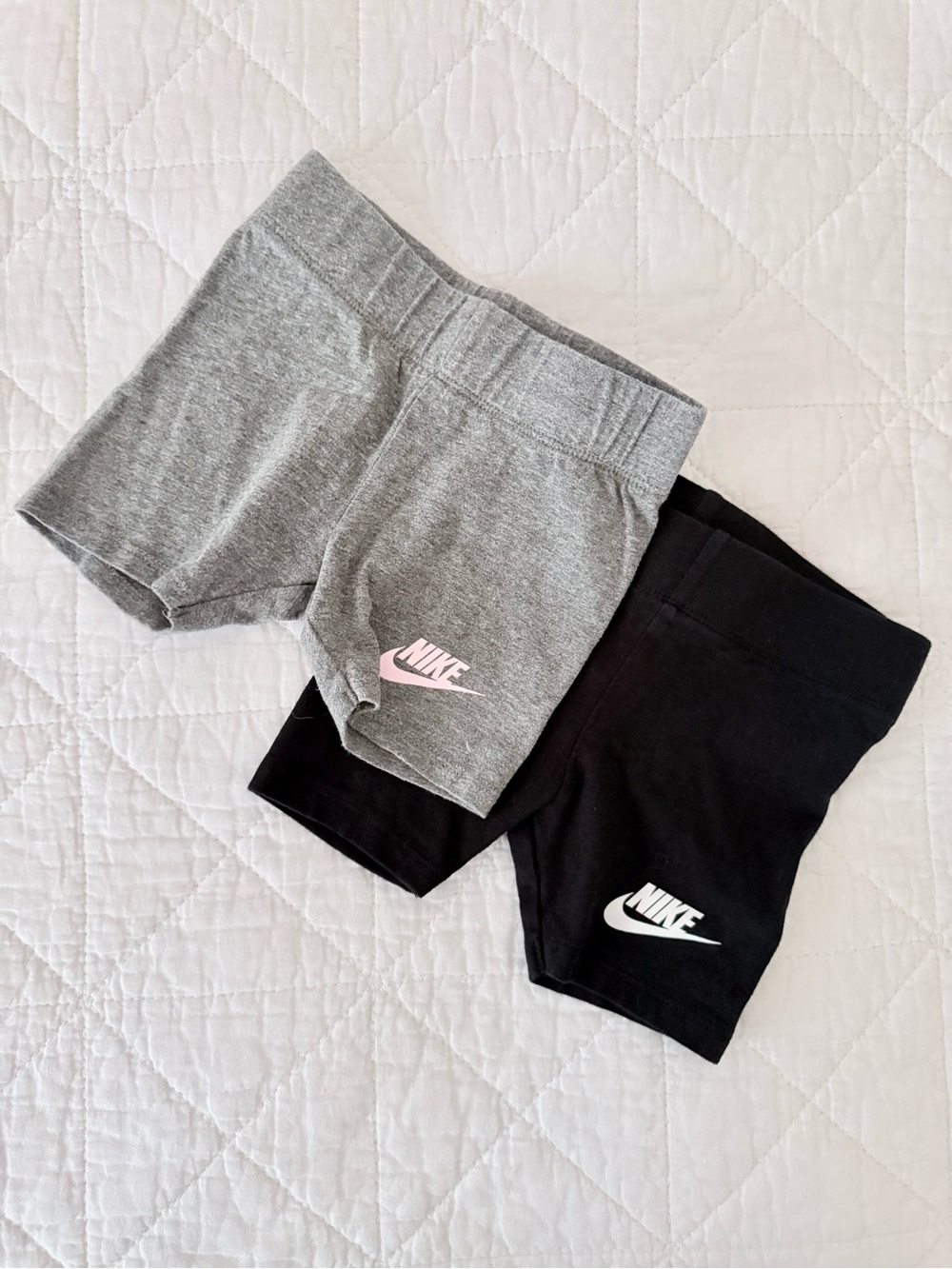 3T Nike Kids Bike Shorts Bundle Gray & Black with Pink and White Logos
